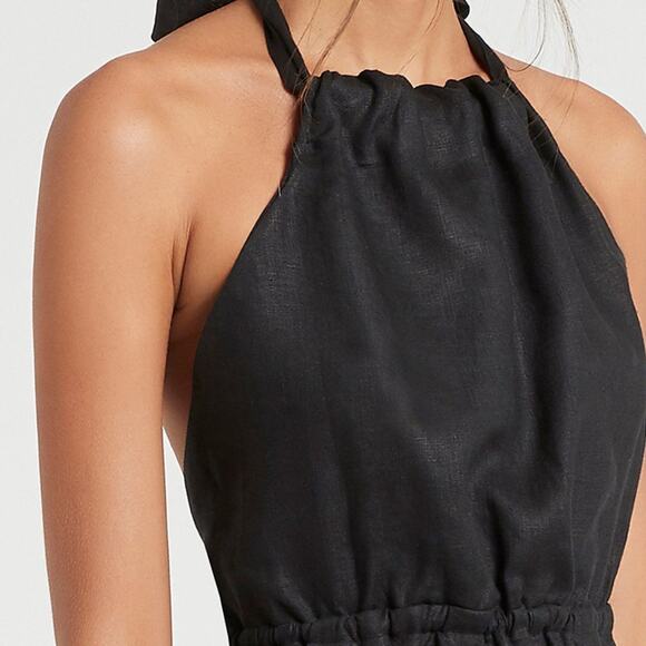 SIR the label Kai Black Halter 100% Linen Halter Romper Playsuit 1 S $240 - Picture 3 of 10